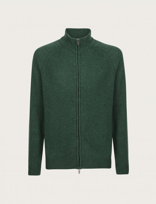 Cardigan full zip in lambswool |Colore:Verde inglese