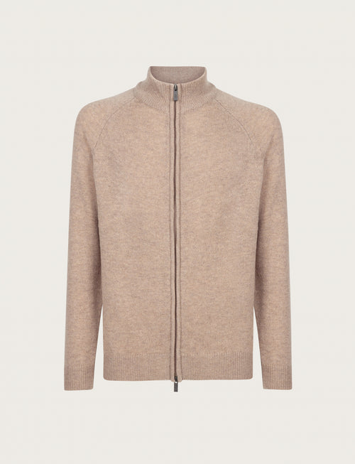 Cardigan full zip in lambswool |Colore:Beige