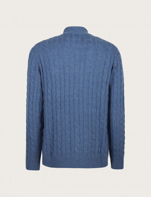 Cardigan in lana lambswool a trecce |Colore:Azzurro