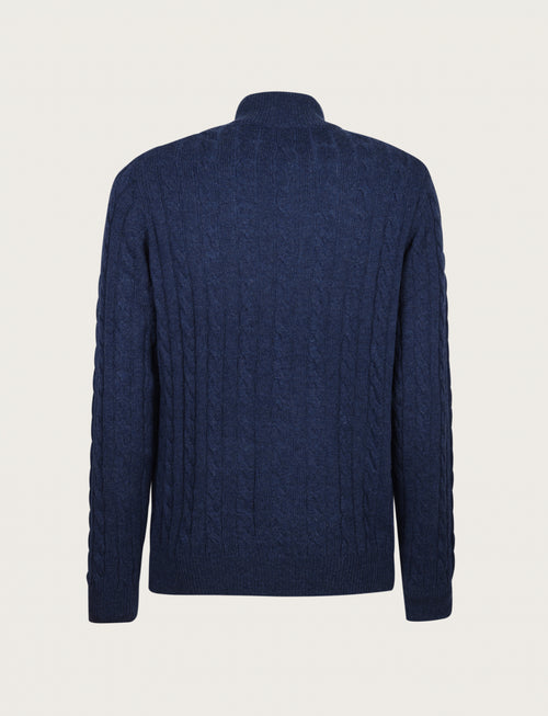 Cardigan in lana lambswool a trecce |Colore:Bluette