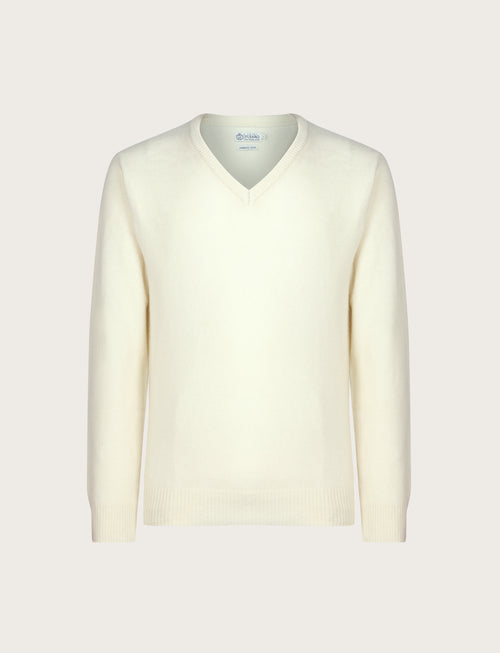 Maglia a scollo a v in lambswool |Colore:Panna