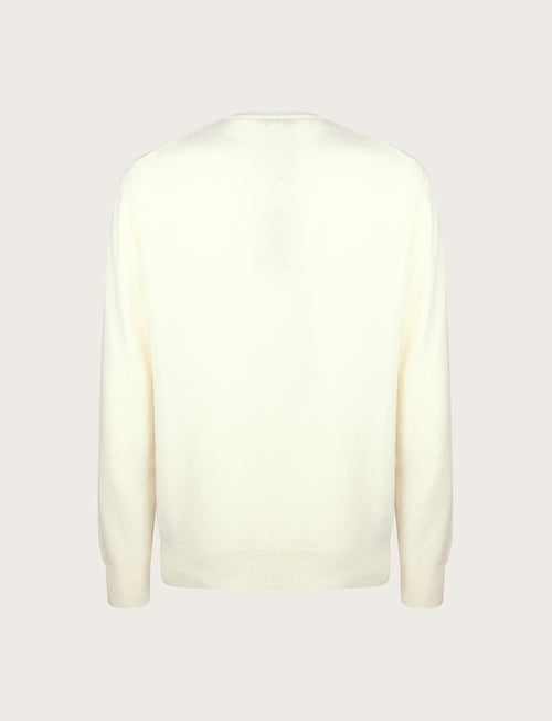 Maglia a scollo a v in lambswool |Colore:Panna