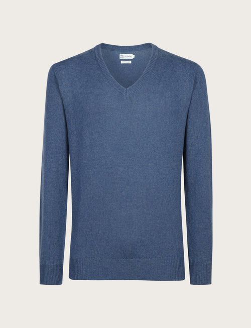 Maglia a scollo a v in lambswool |Colore:Azzurro