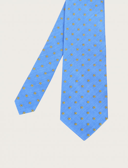 Cravatta in lino con fantasia geometrica floreale luigi fusaro