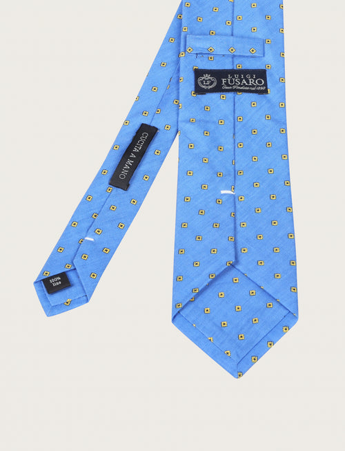 Cravatta in lino con fantasia geometrica floreale luigi fusaro
