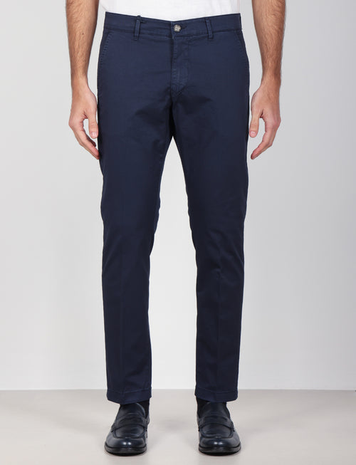 Pantaloni in gabardine di cotone stretch |Colore:Blu