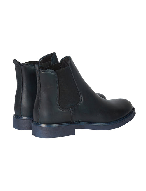 Stivaletto Chelsea in pelle con fondo in gomma |Colore:Blu