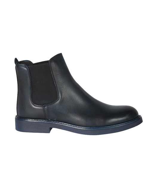 Stivaletto Chelsea in pelle con fondo in gomma |Colore:Blu