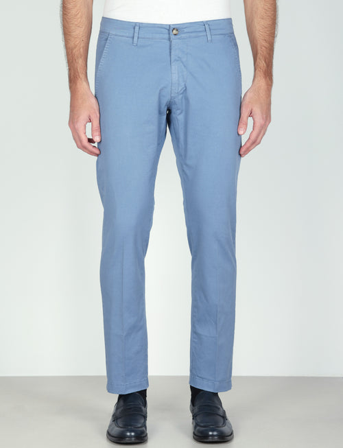 Pantaloni in gabardine di cotone stretch |Colore:Avio