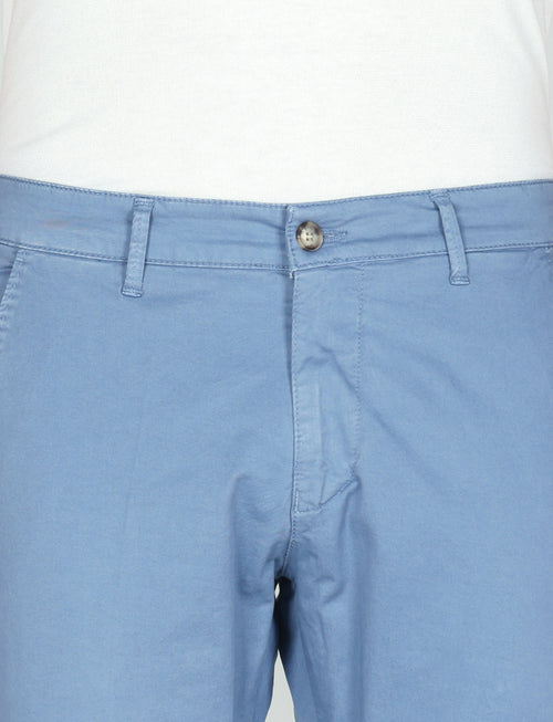 Pantaloni in gabardine di cotone stretch |Colore:Avio