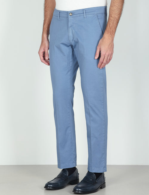 Pantaloni in gabardine di cotone stretch |Colore:Avio