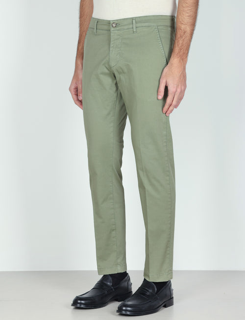 Pantaloni in gabardine di cotone stretch |Colore:Edera