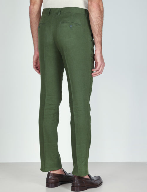 Pantaloni in 100% lino tinta unita luigi fusaro