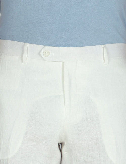 Pantaloni in 100% lino tinta unita luigi fusaro