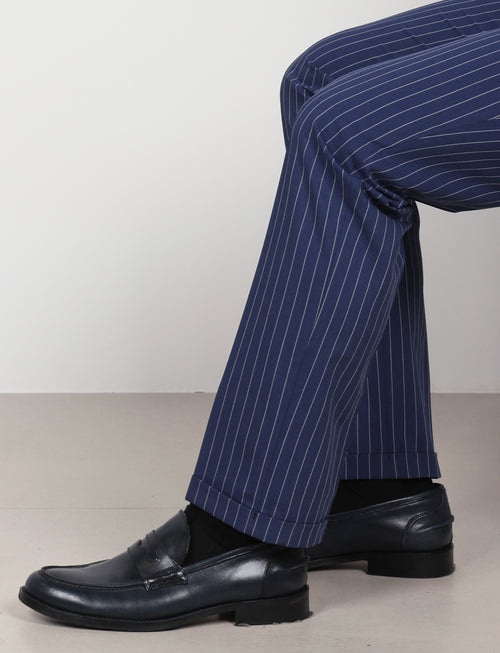 Abito doppiopetto gessato Drop 6 |Colore:Avio