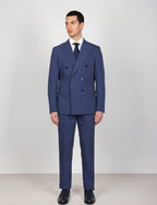 Abito doppiopetto gessato Drop 6 |Colore:Avio
