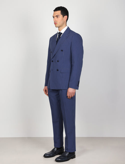 Abito doppiopetto gessato Drop 6 |Colore:Avio