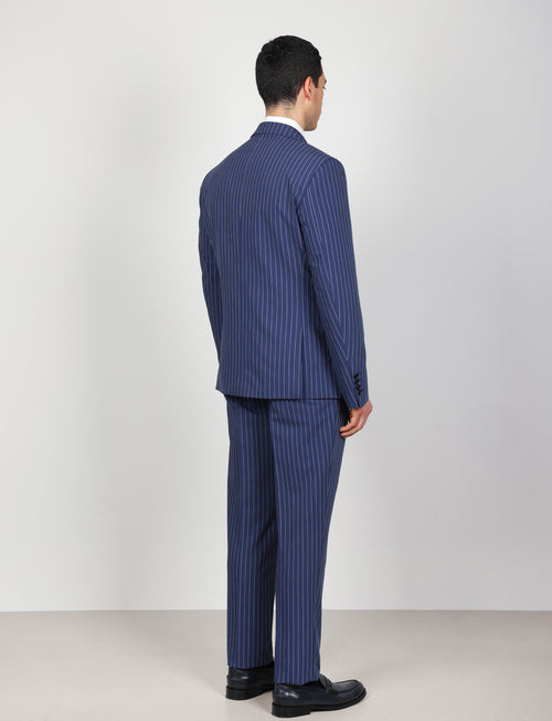 Abito doppiopetto gessato Drop 6 |Colore:Avio