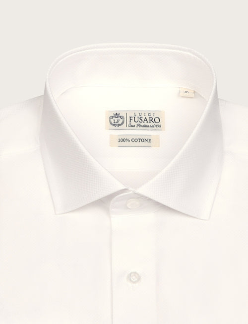 Camicia bianca in cotone dobby elegante_Luigi Fusaro