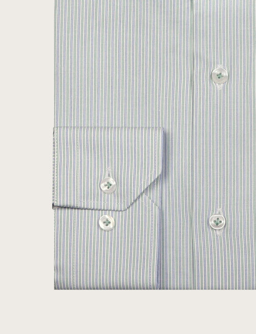 Camicia in cotone a righe sottili bicolore_Luigi Fusaro