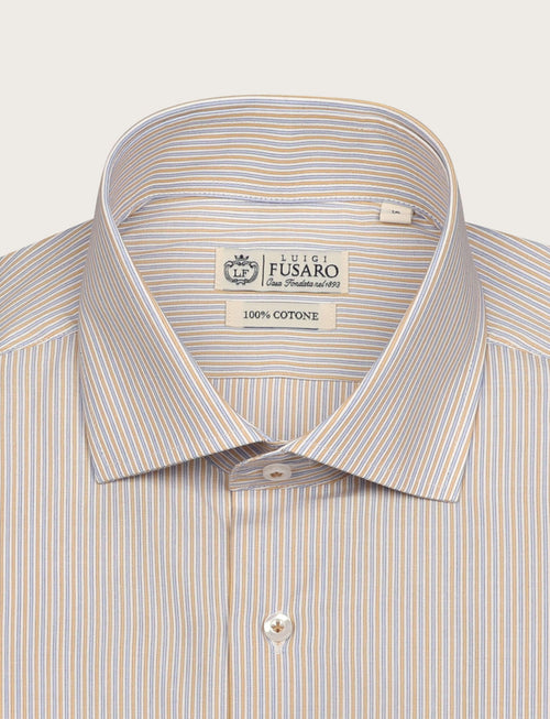 Camicia in cotone a righe sottili bicolore_Luigi Fusaro