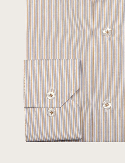 Camicia in cotone a righe sottili bicolore_Luigi Fusaro