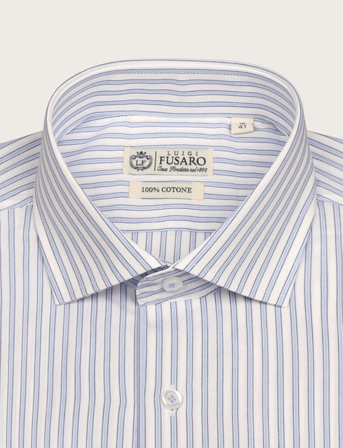 Camicia in cotone a righe medie bicolore_Luigi Fusaro