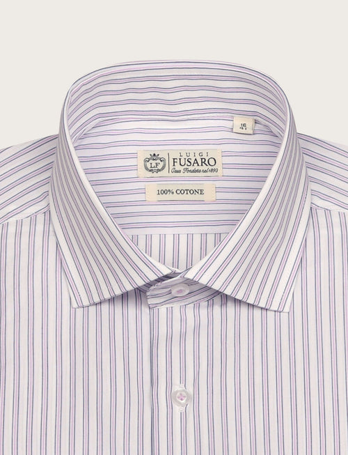 Camicia in cotone a righe medie bicolore_Luigi Fusaro
