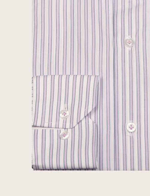 Camicia in cotone a righe medie bicolore_Luigi Fusaro