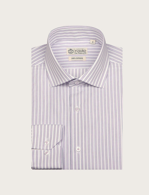 Camicia in cotone a righe medie bicolore_Luigi Fusaro