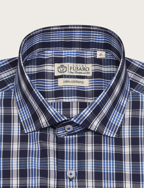 Camicia in cotone a quadri medi luigi fusaro