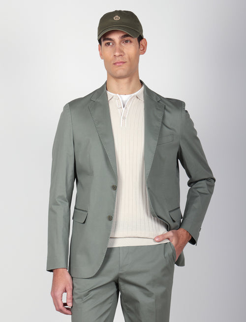 Giacca tinta unita in cotone stretch |Colore:Verde
