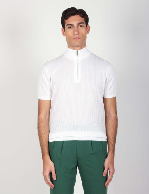 Maglia mezza zip in cotone a coste luigi fusaro