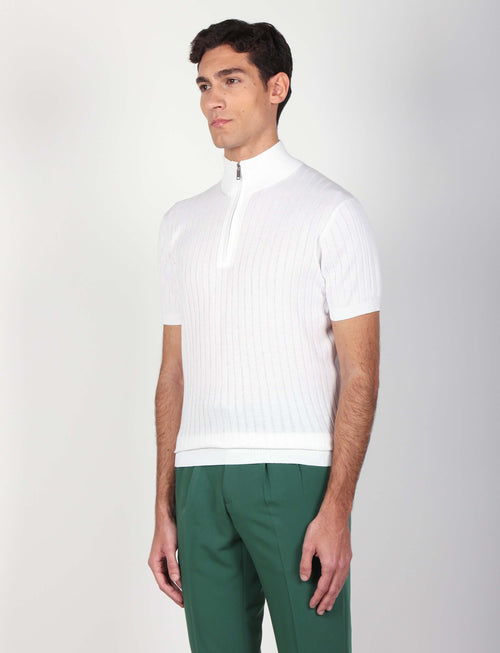 Maglia mezza zip in cotone a coste luigi fusaro