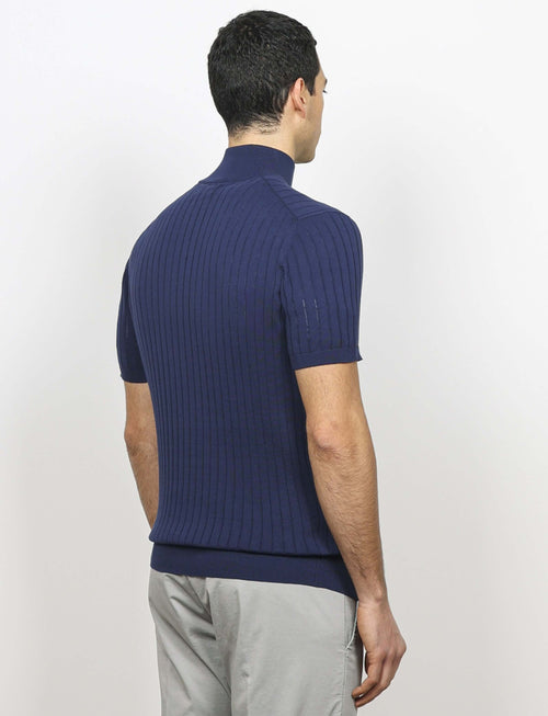 Maglia mezza zip in cotone a coste luigi fusaro