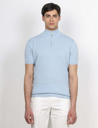 Maglia mezza zip in cotone a coste luigi fusaro