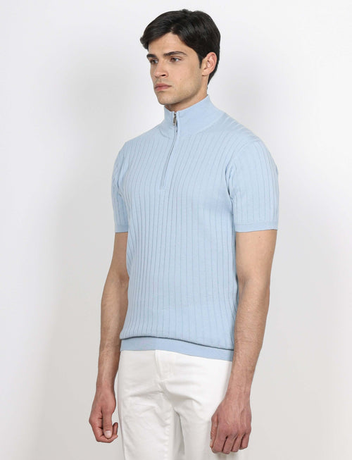 Maglia mezza zip in cotone a coste luigi fusaro