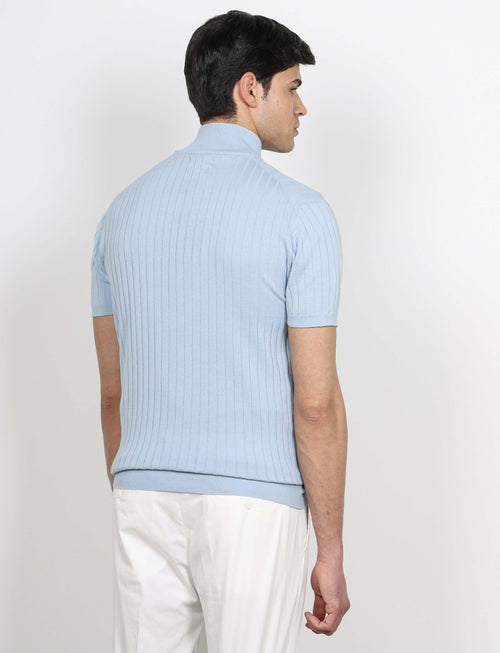 Maglia mezza zip in cotone a coste luigi fusaro