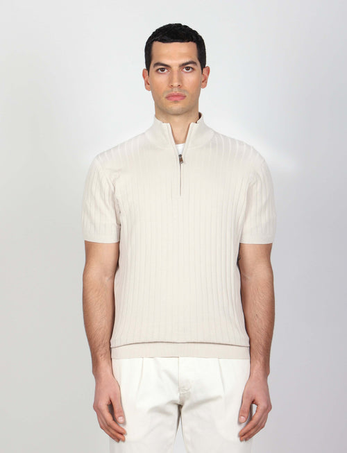 Maglia mezza zip in cotone a coste luigi fusaro