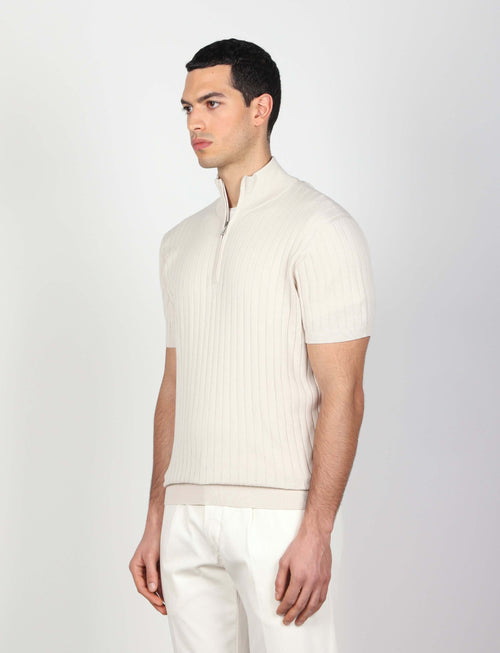 Maglia mezza zip in cotone a coste luigi fusaro