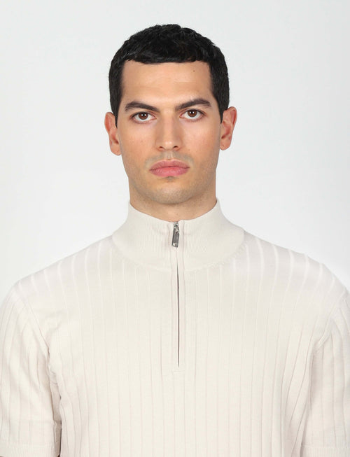 Maglia mezza zip in cotone a coste luigi fusaro