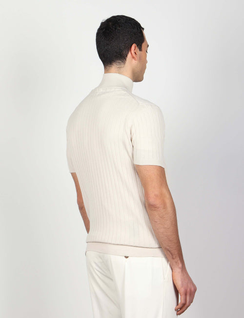 Maglia mezza zip in cotone a coste luigi fusaro