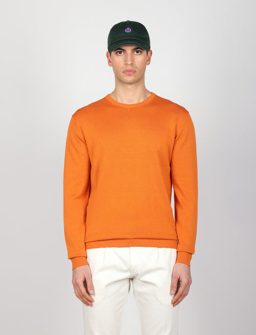Maglia girocollo in cotone a maniche lunghe |Colore:Arancio