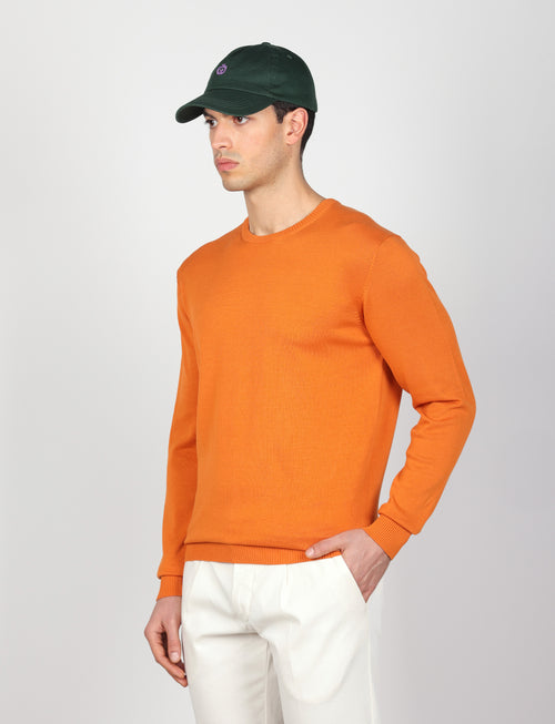 Maglia girocollo in cotone a maniche lunghe |Colore:Arancio