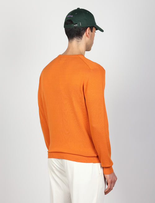 Maglia girocollo in cotone a maniche lunghe |Colore:Arancio