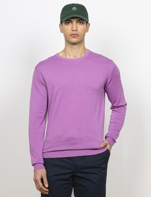 Maglia girocollo in cotone a maniche lunghe |Colore:Viola
