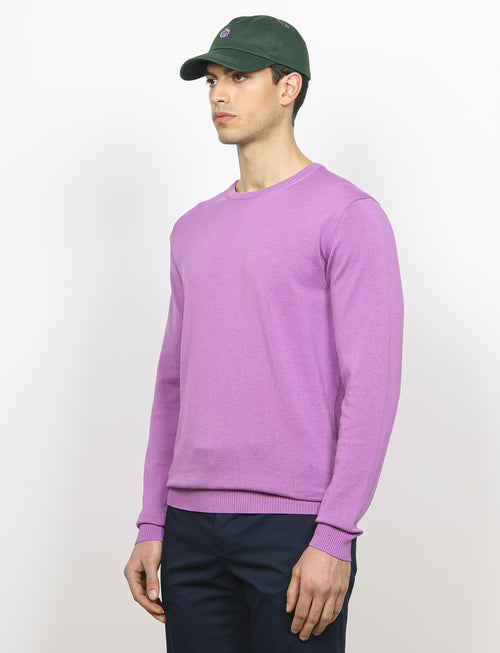 Maglia girocollo in cotone a maniche lunghe |Colore:Viola