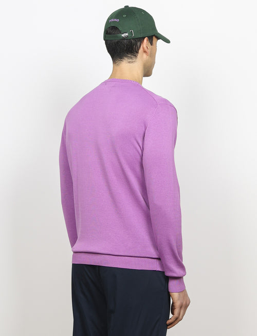 Maglia girocollo in cotone a maniche lunghe |Colore:Viola