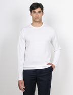 Maglia girocollo in cotone a maniche lunghe |Colore:Bianco