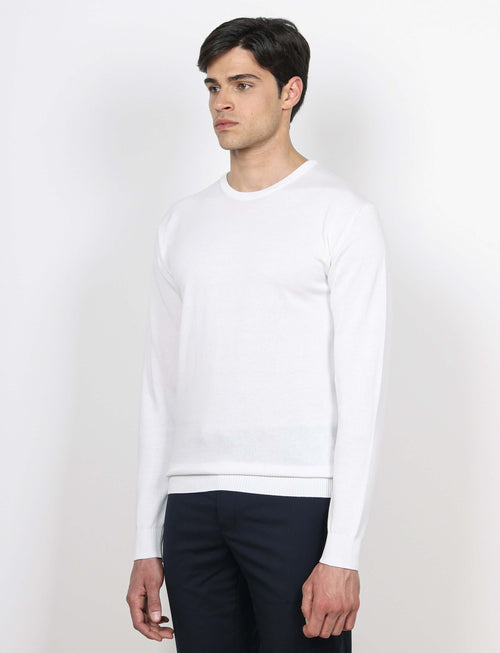 Maglia girocollo in cotone a maniche lunghe luigi fusaro